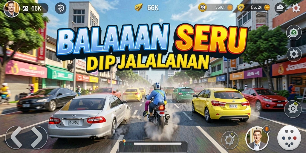 Tampilan gameplay balap yang mendebarkan di 66K.