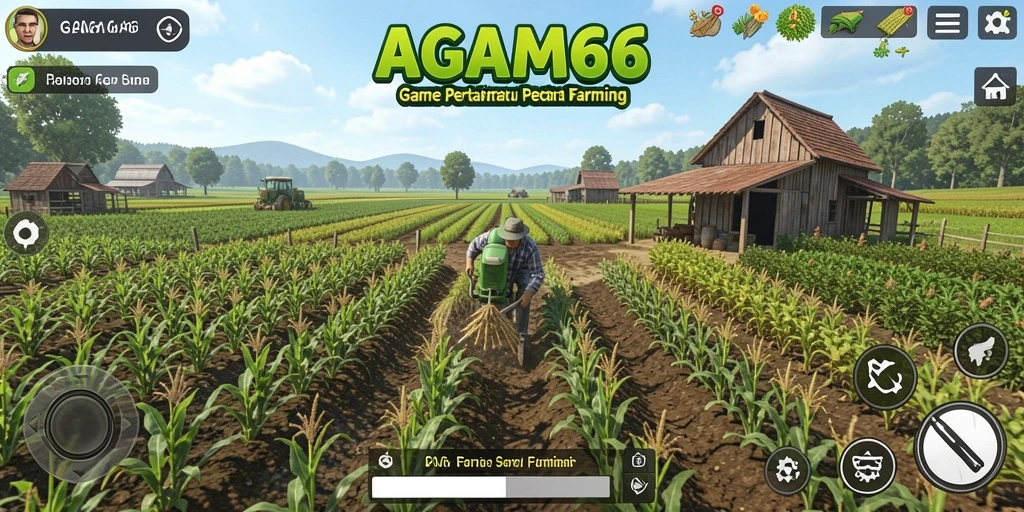 Tampilan gameplay AGAM66 dengan suasana pertanian yang memukau.