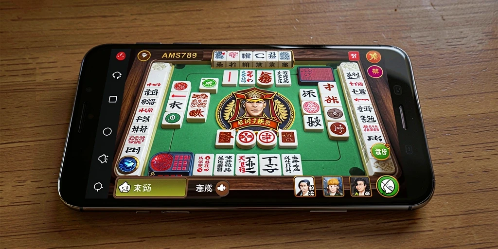 Tampilan utama gameplay AMS789 yang menampilkan papan Mahjong.