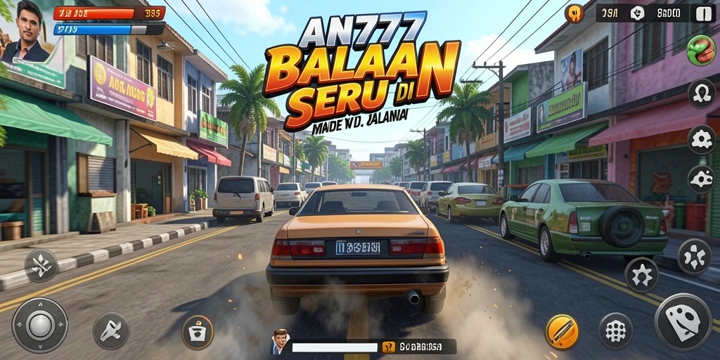 Gameplay AN777 menampilkan balapan seru dengan mobil berkualitas tinggi.