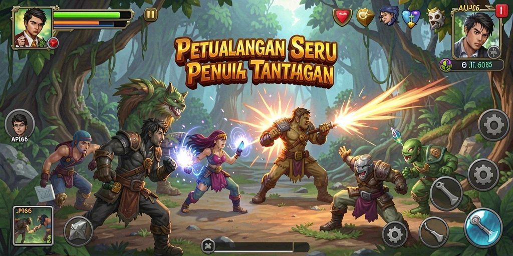 Screenshot menunjukkan aksi seru dalam petualangan API66.