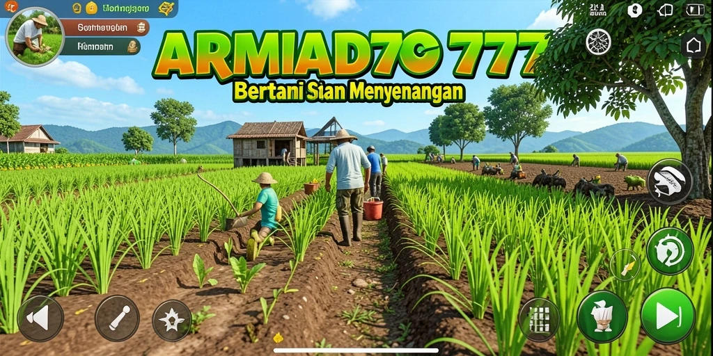 Tangkapan layar dari gameplay <strong>ARMADA777</strong> yang menampilkan ladang hijau subur.