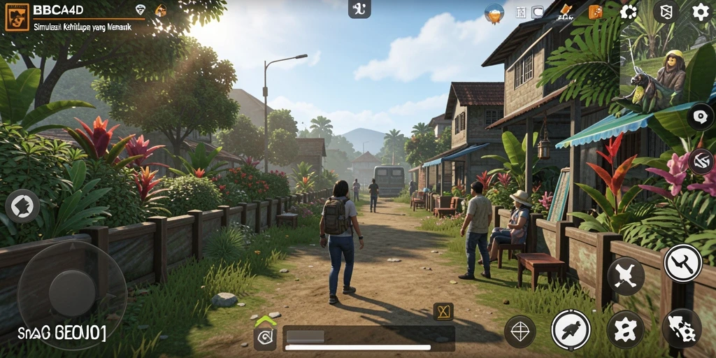 Screenshot utama gameplay BBCA4D dengan interaksi karakter yang menarik.