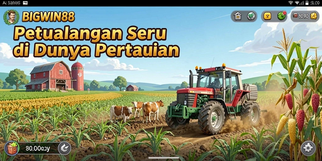 Tangkapan layar gameplay <strong>BIGWIN88</strong> yang menampilkan aktivitas bertani yang seru.