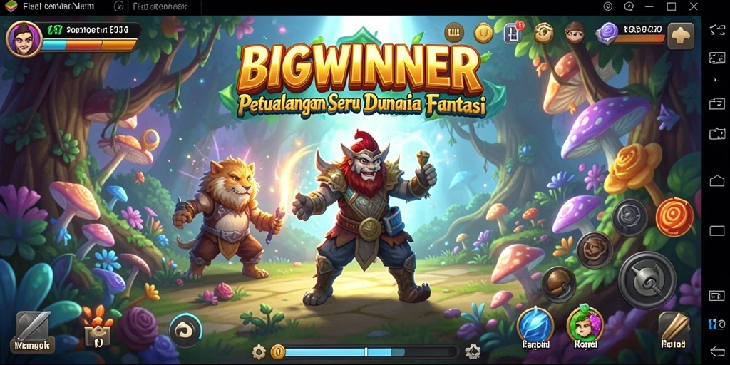 Screenshot menunjukkan tindakan mengasyikkan dalam petualangan BIGWINNER.