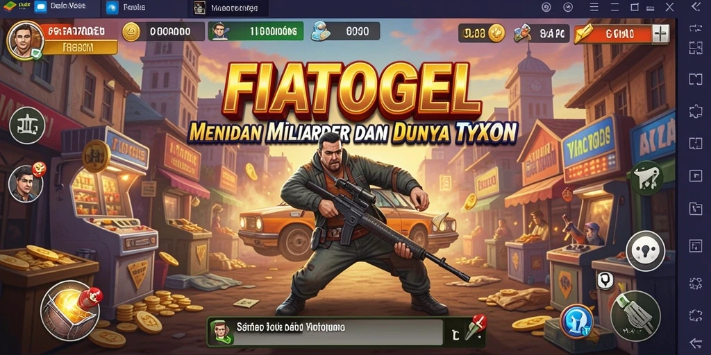 Screenshot gameplay FIATOGEL yang menunjukkan keseruan membangun bisnis.