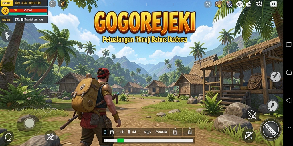 Screenshot GOGOREJEKI menampilkan pemandangan indah dunia terbuka.