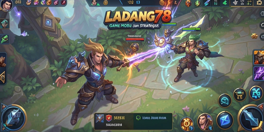 Tangkapan layar menampilkan aksi seru di arena MOBA LADANG78.