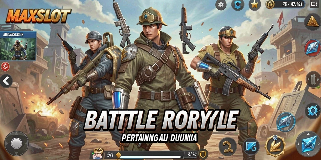 Screenshot gameplay MAXSLOT dengan aksi pertempuran seru.