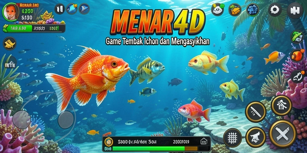Tampilan gameplay MENARA4D yang seru dalam menembak ikan.