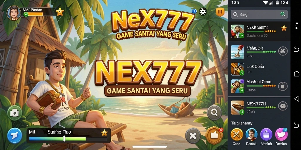 Tampilan seru dari gameplay NEX777 yang penuh warna.