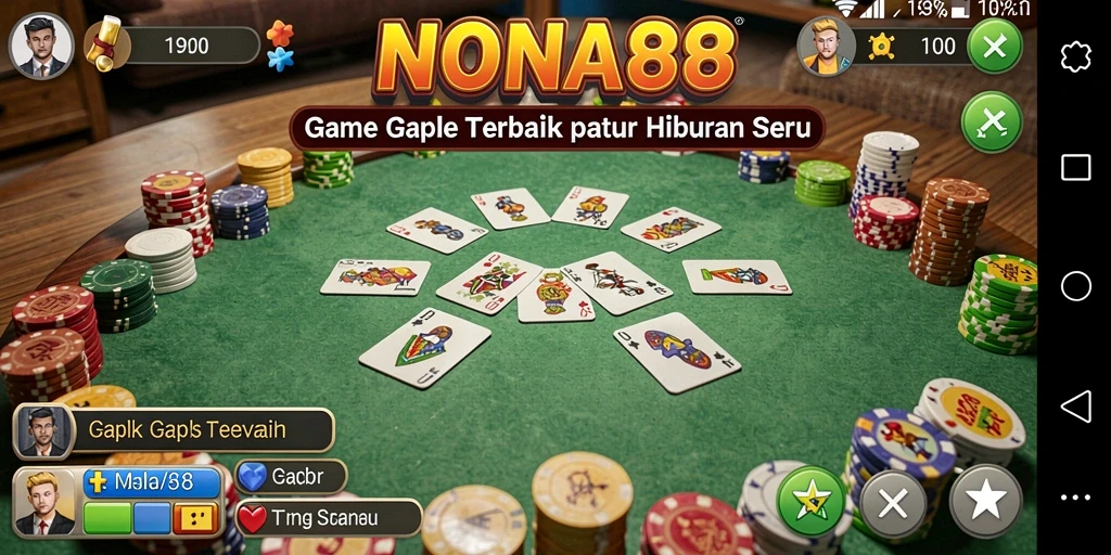 Screenshot gameplay NONA88 dengan suasana permainan Gaple yang seru.