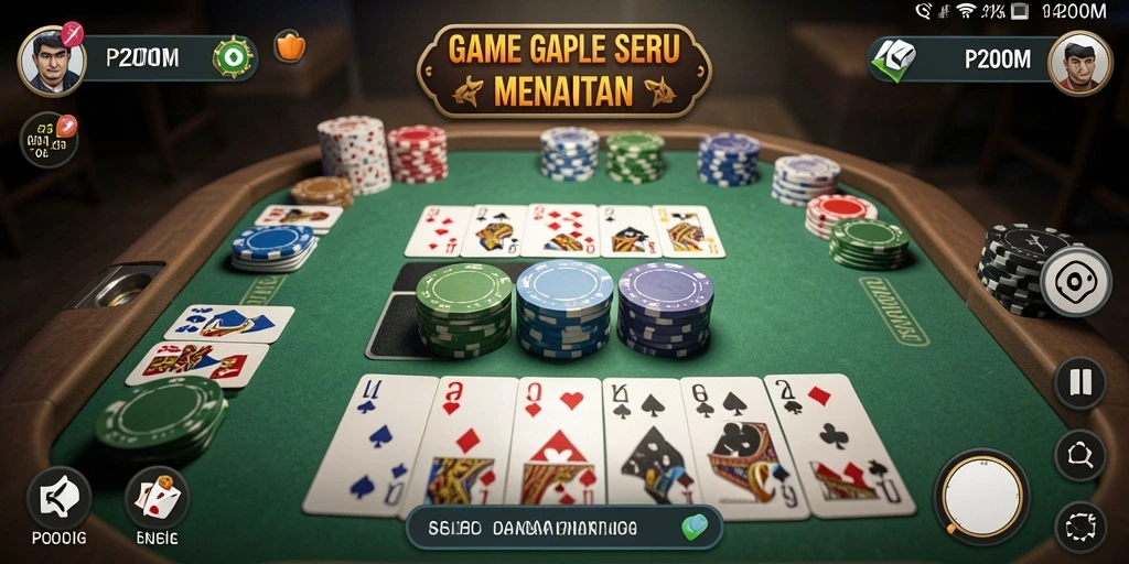 Tampilan gameplay P200M yang seru saat bermain Gaple.