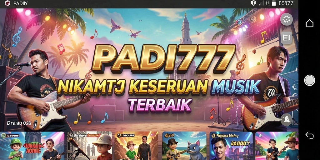Tampilan gameplay seru dari PADI777 dengan fitur musik interaktif.