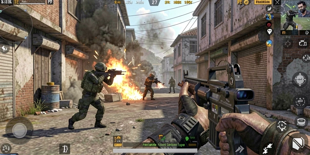 Gameplay menegangkan dalam pertempuran FPS PP7.