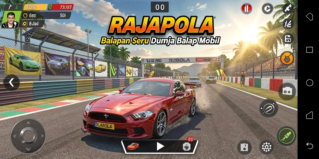 Tampak seru dari gameplay RAJAPOLA dengan balapan epik.