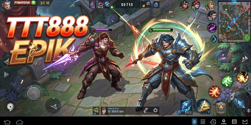 Tampilan menarik saat gameplay TTT888 dengan aksi MOBA yang intens.