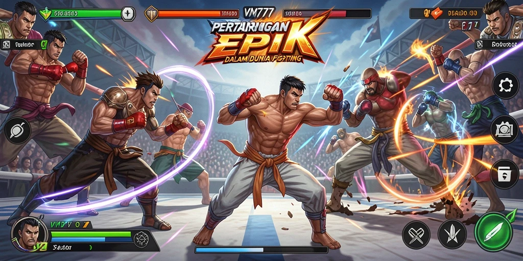 Tampilan gameplay Fighting yang intens dan mendebarkan dari VM777.