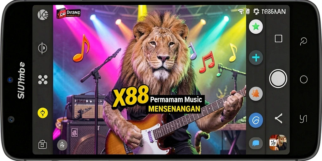 Screenshot gameplay X88 menampilkan keseruan bermain musik.