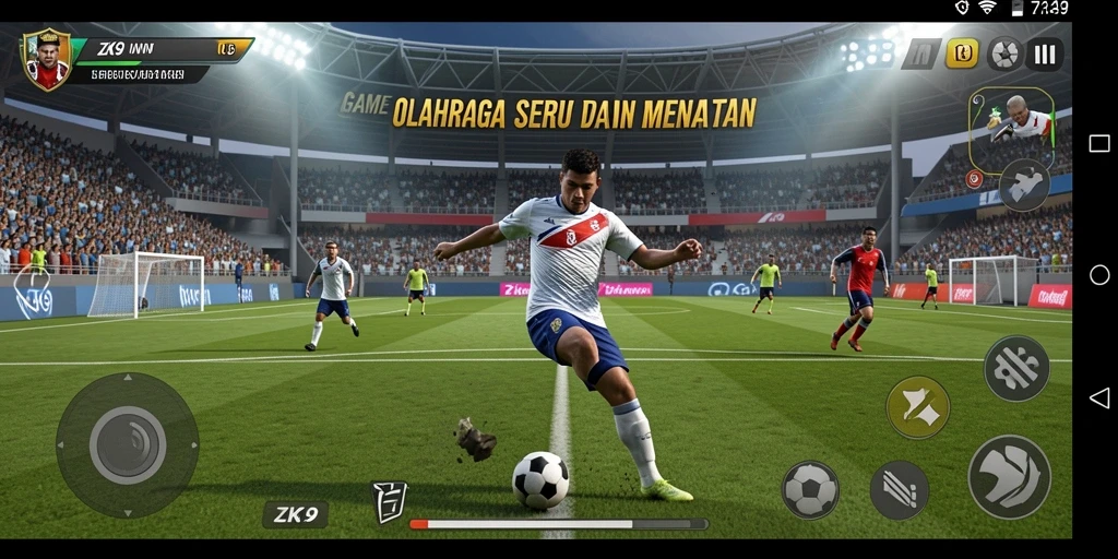 Tangkapan layar menunjukkan aksi seru dalam pertandingan game olahraga ZK9.